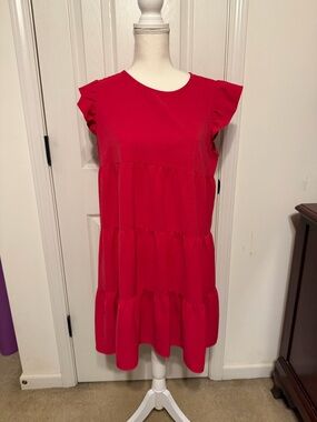 Kirundo Red/Dark Pink Dress with Decorative Inner Trim